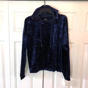 Alfani Velvet Sleep Hoodie Pajama Top Blue